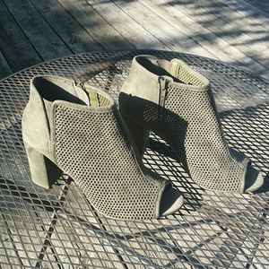 Suede Peep toe Booties